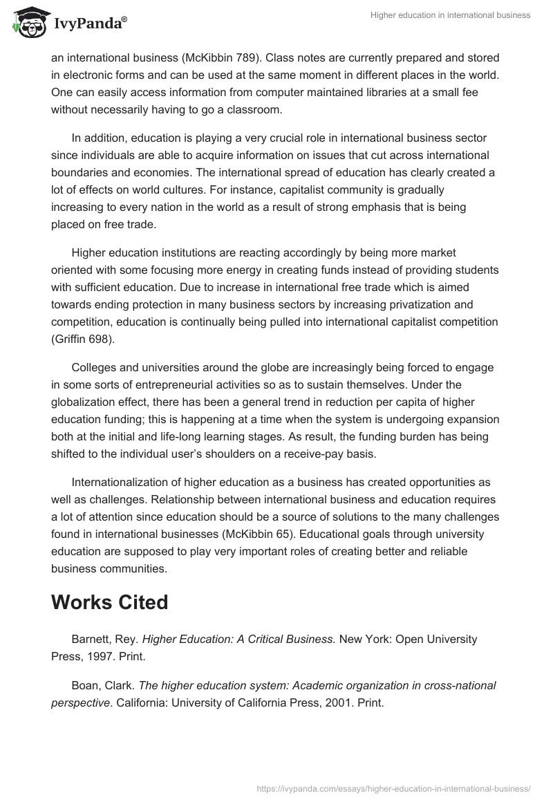 Higher education in international business. Page 2