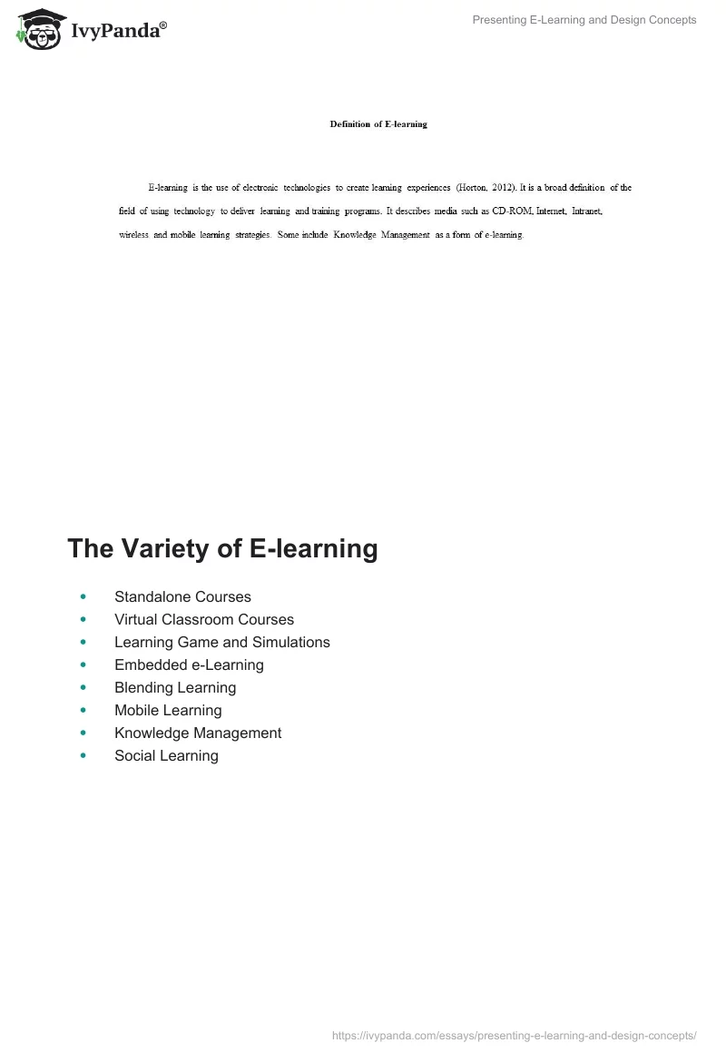 Presenting E-Learning and Design Concepts. Page 2