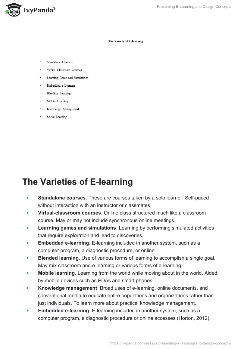 Presenting E-Learning and Design Concepts. Page 3
