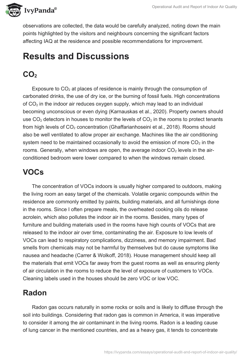 Operational Audit and Report of Indoor Air Quality. Page 4