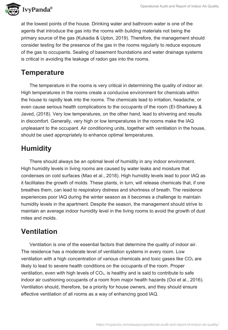 Operational Audit and Report of Indoor Air Quality. Page 5