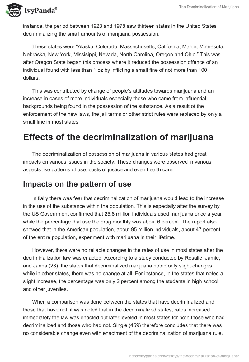 The Decriminalization of Marijuana. Page 2