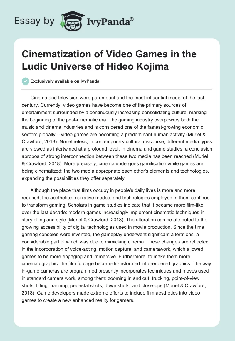 Cinematization of Video Games in the Ludic Universe of Hideo Kojima. Page 1