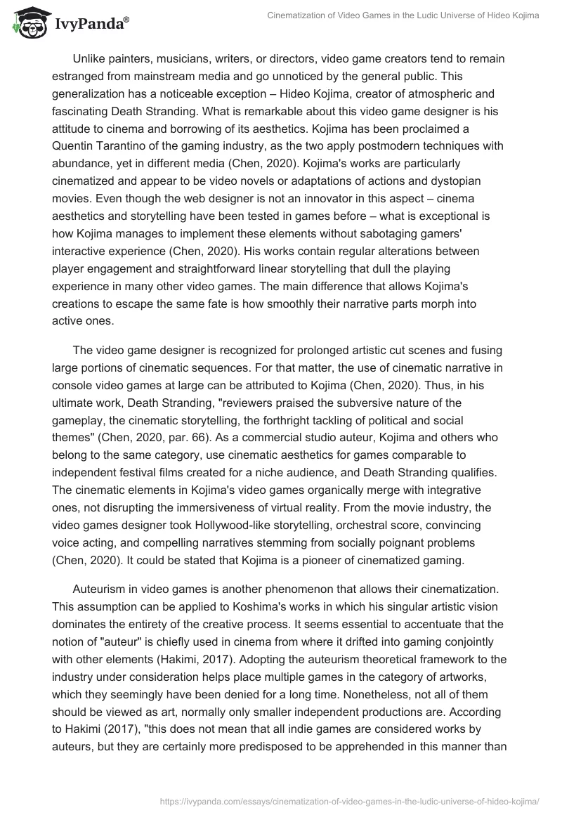 Cinematization of Video Games in the Ludic Universe of Hideo Kojima. Page 2