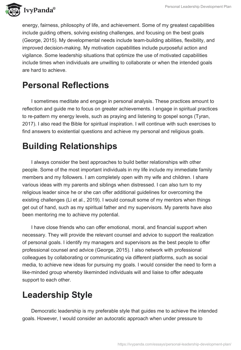 Personal Leadership Development Plan. Page 3