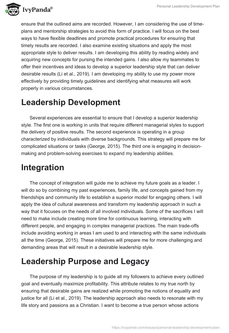 Personal Leadership Development Plan. Page 4