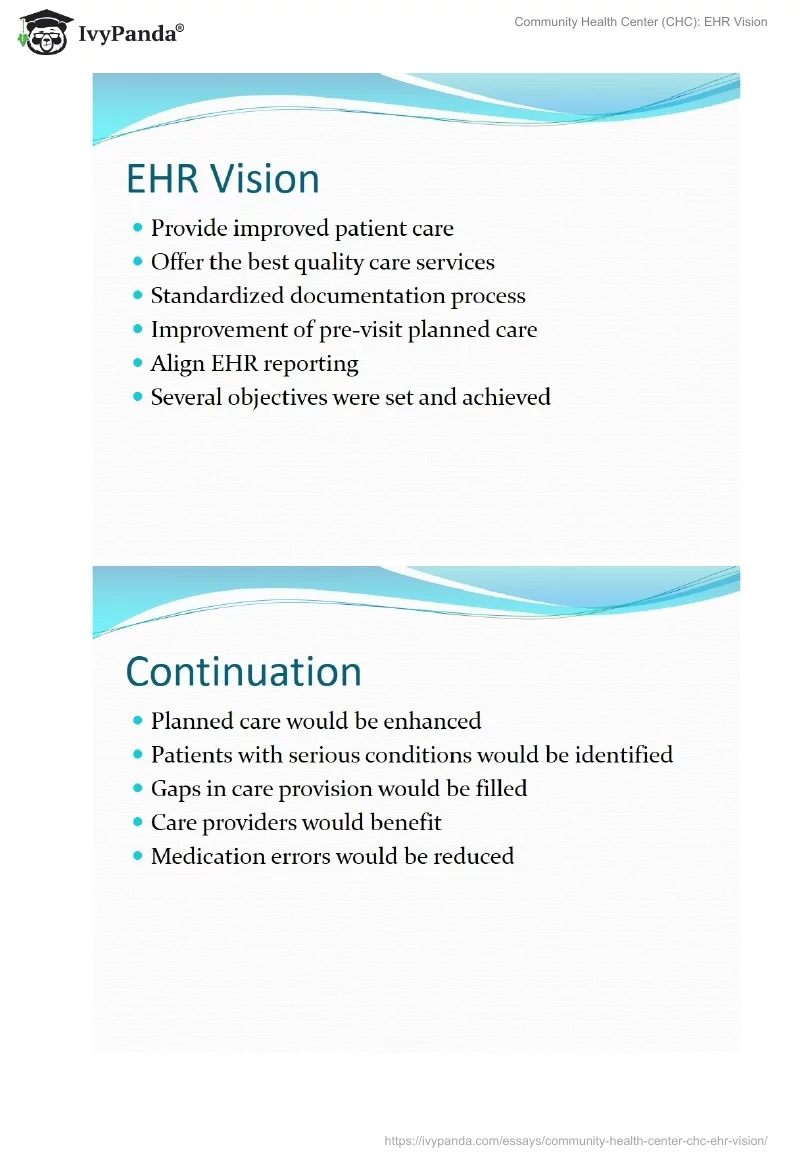 Community Health Center (CHC): EHR Vision. Page 4