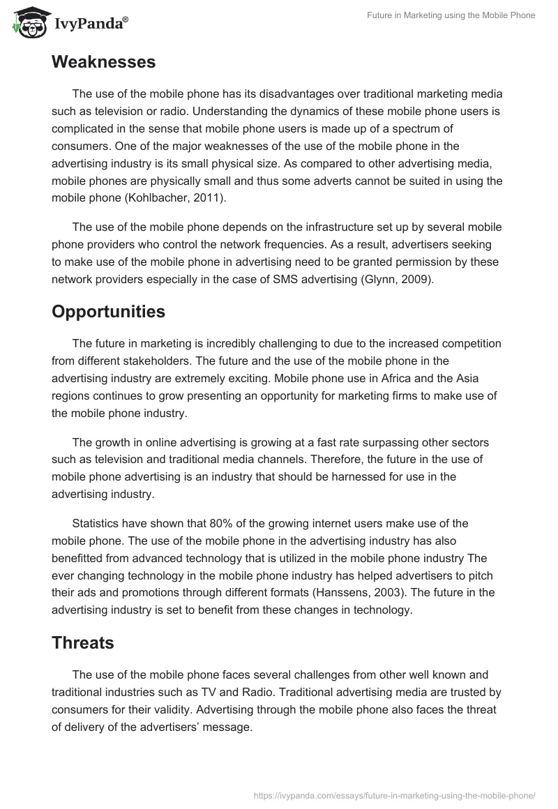 Future in Marketing using the Mobile Phone. Page 3