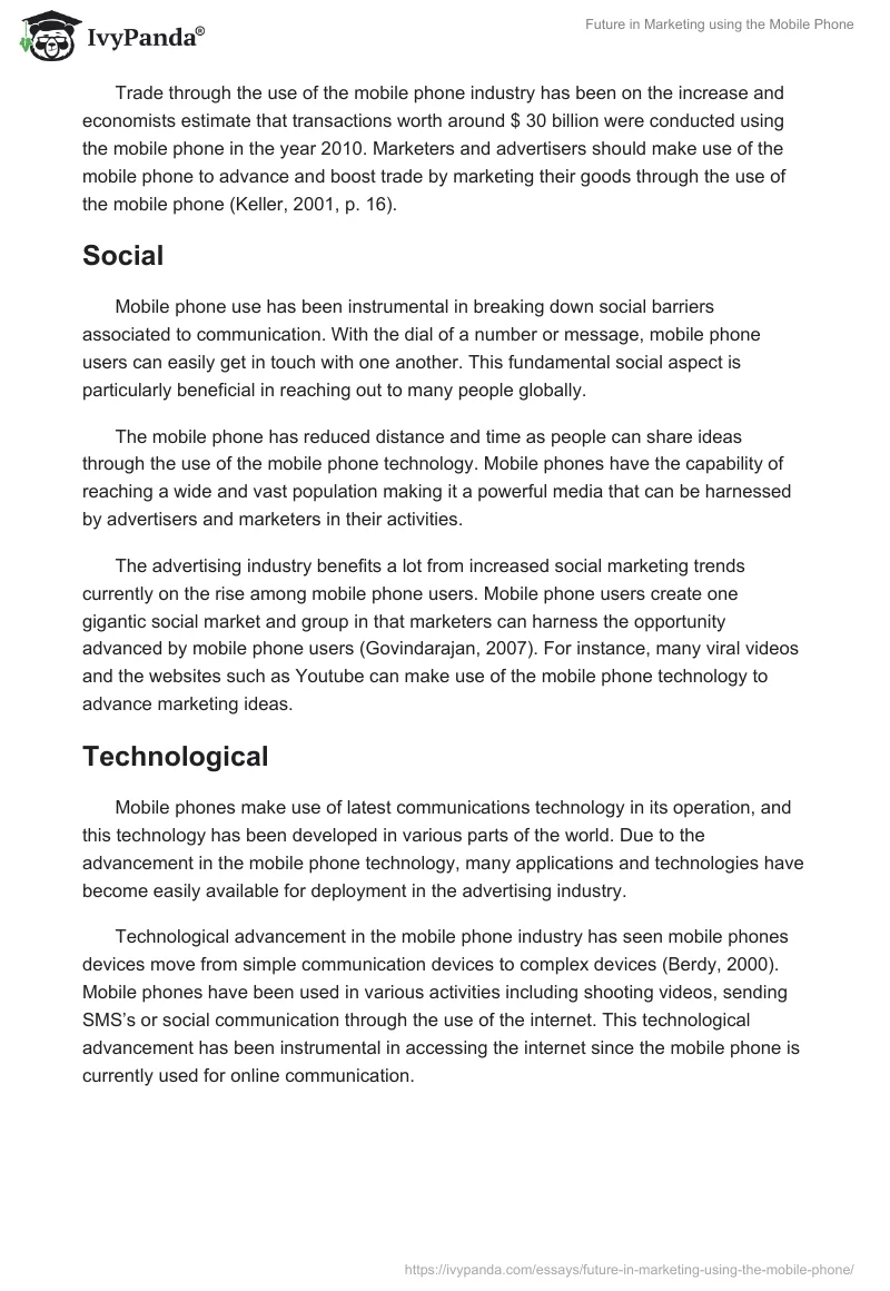 Future in Marketing using the Mobile Phone. Page 5