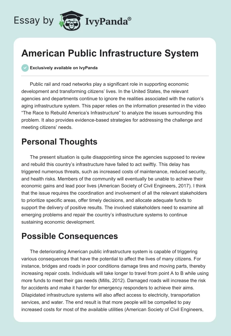 American Public Infrastructure System. Page 1