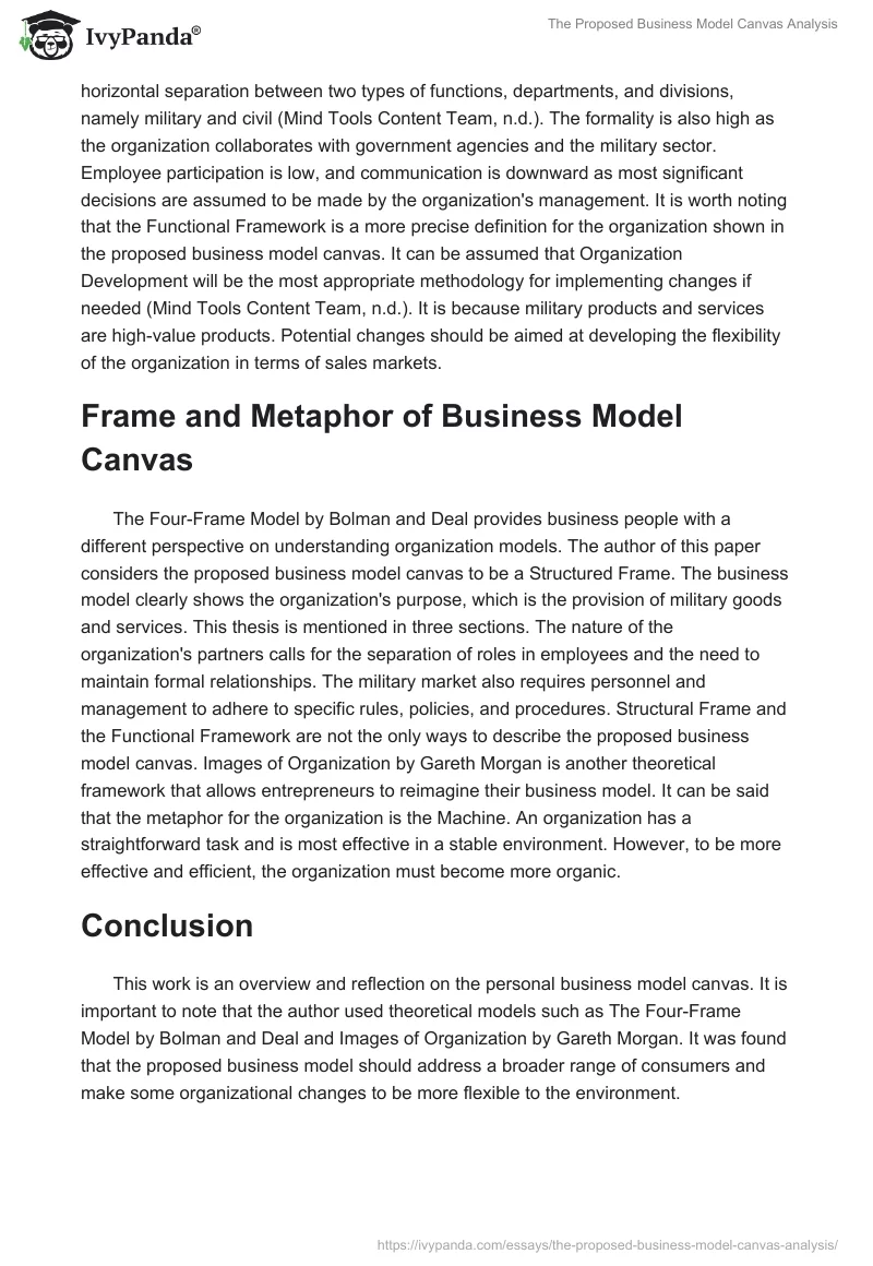 The Proposed Business Model Canvas Analysis. Page 2