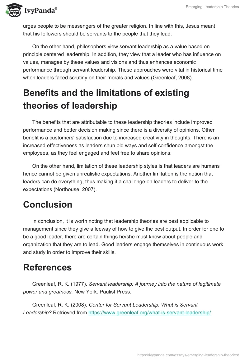 Emerging Leadership Theories. Page 4