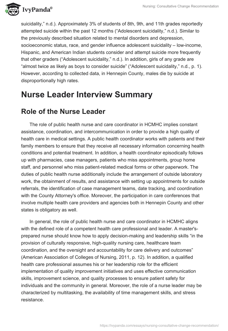 Nursing: Consultative Change Recommendation. Page 4