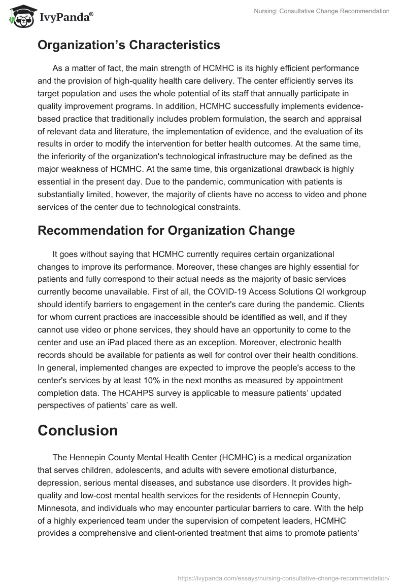 Nursing: Consultative Change Recommendation. Page 5