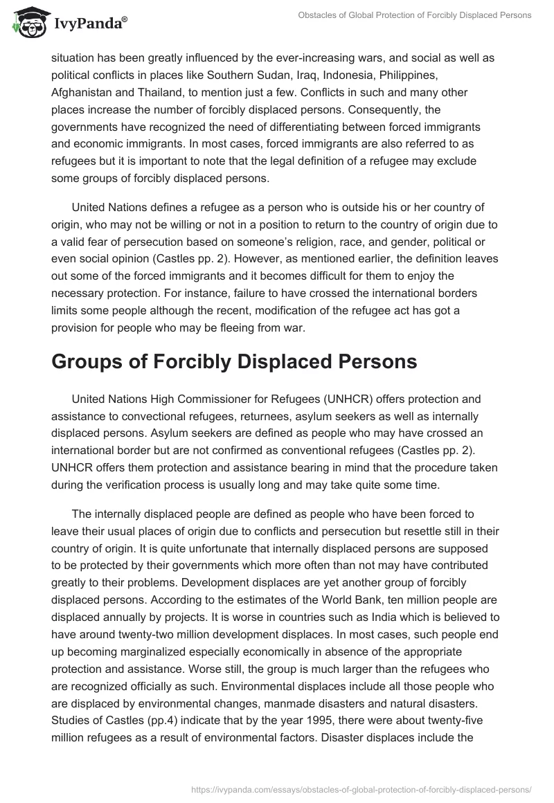 Obstacles of Global Protection of Forcibly Displaced Persons. Page 2