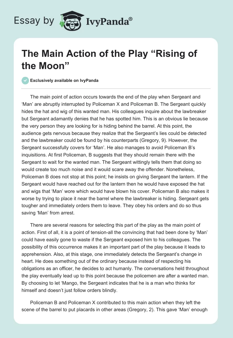The Main Action of the Play “Rising of the Moon”. Page 1