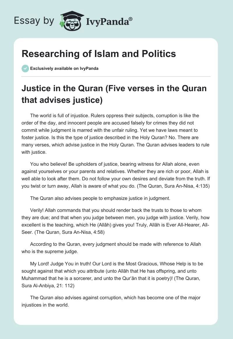 Researching of Islam and Politics. Page 1