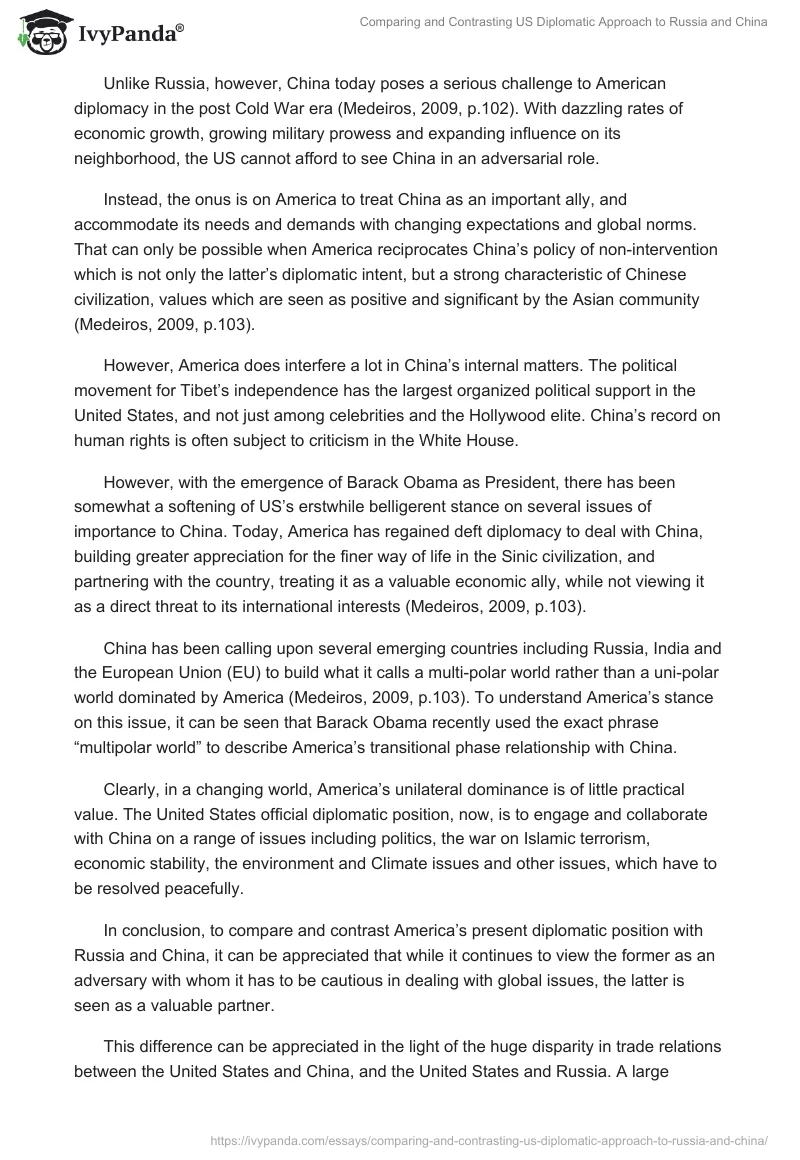 Comparing and Contrasting US Diplomatic Approach to Russia and China. Page 3