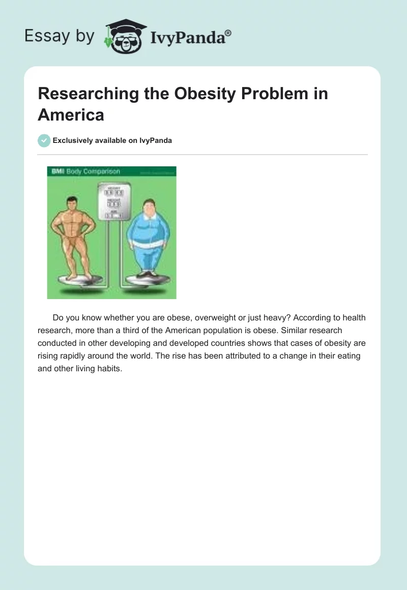 Researching the Obesity Problem in America. Page 1