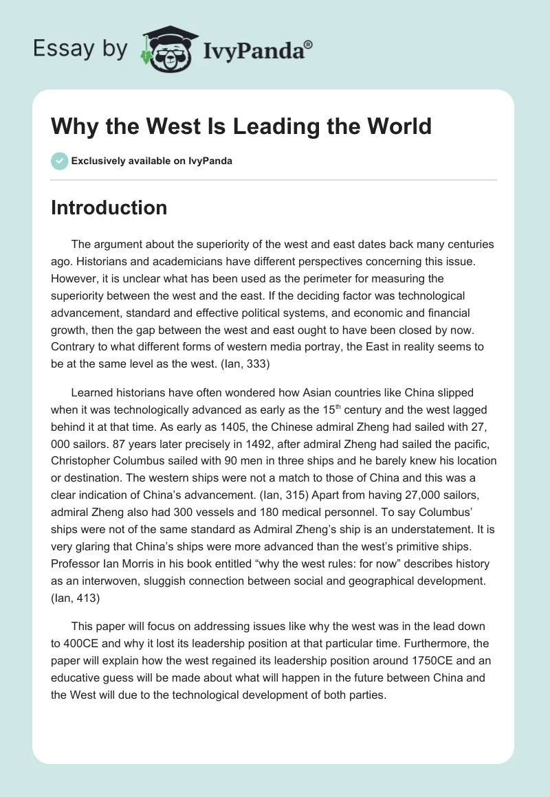 Why the West Is Leading the World. Page 1