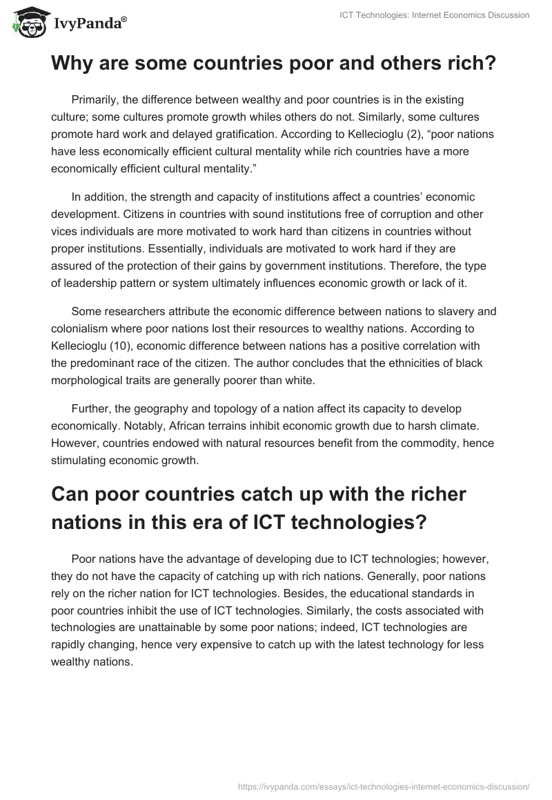 ICT Technologies: Internet Economics Discussion. Page 2
