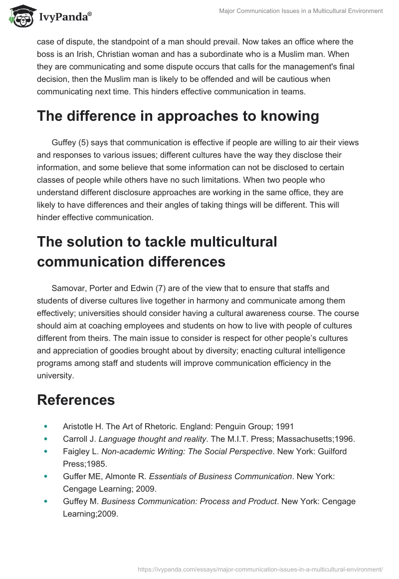 Major Communication Issues in a Multicultural Environment. Page 3
