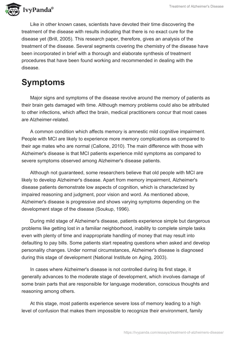 Treatment of Alzheimer's Disease. Page 2