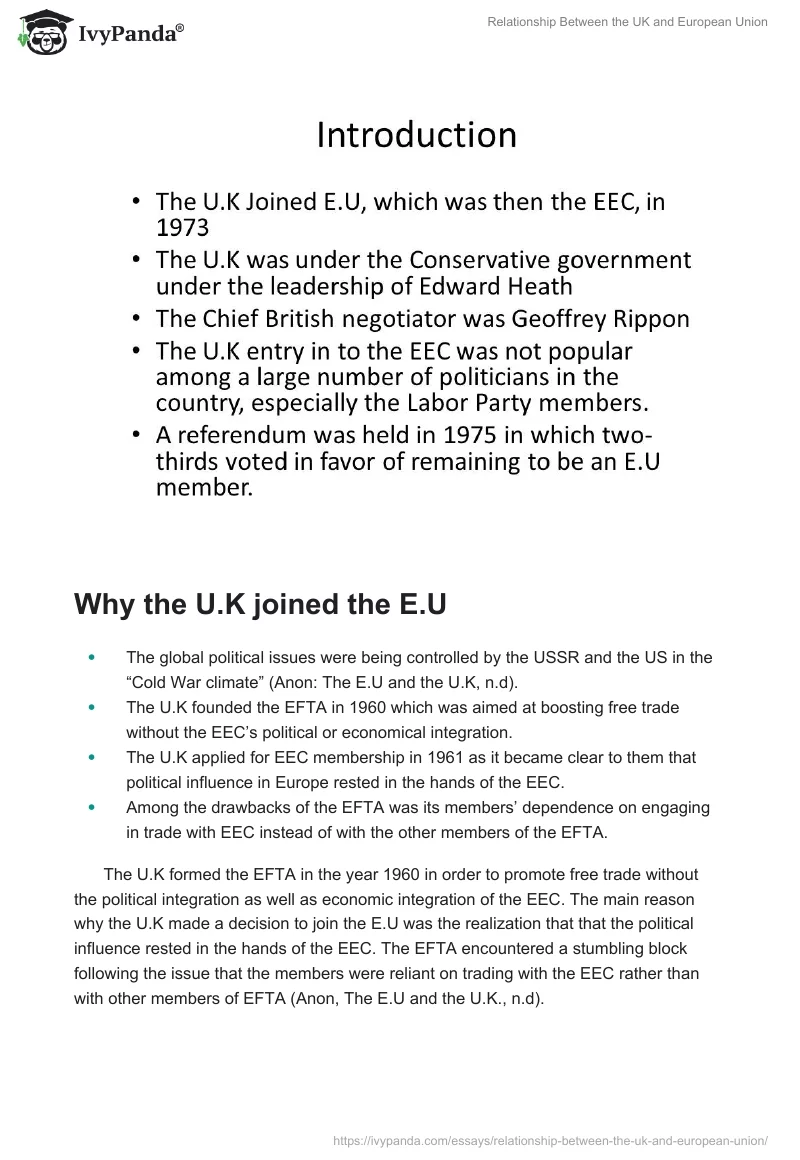 Relationship Between the UK and European Union. Page 2