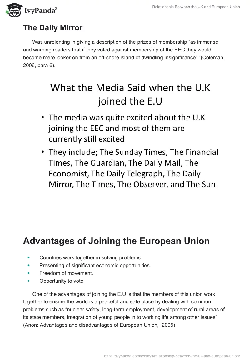 Relationship Between the UK and European Union. Page 4