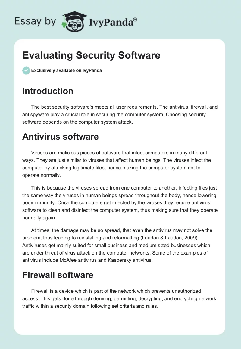 Evaluating Security Software. Page 1