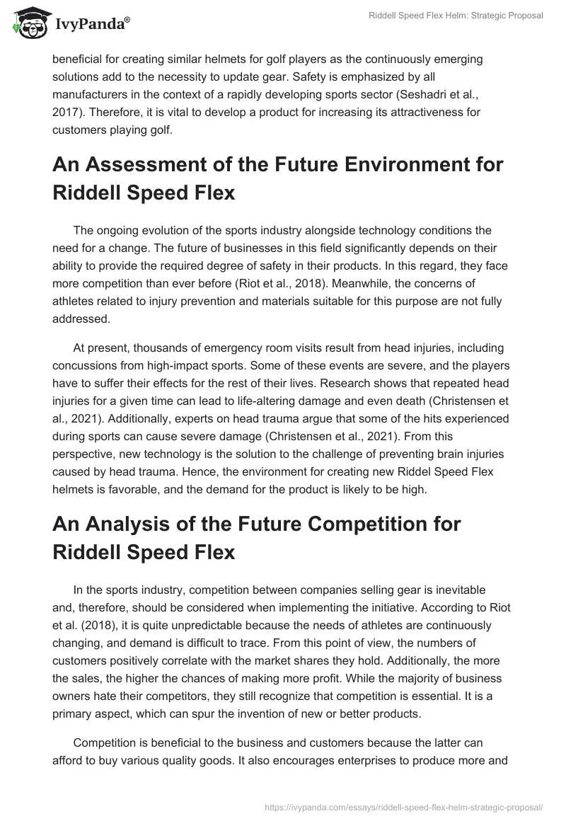 Riddell Speed Flex Helm: Strategic Proposal. Page 2