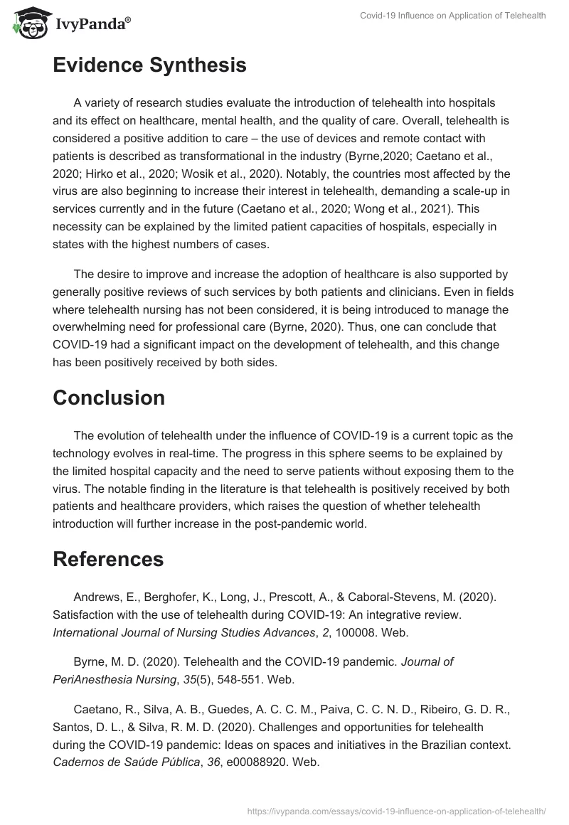 Covid-19 Influence on Application of Telehealth. Page 2