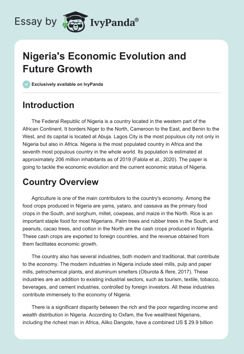 Nigeria's Economic Evolution and Future Growth. Page 1