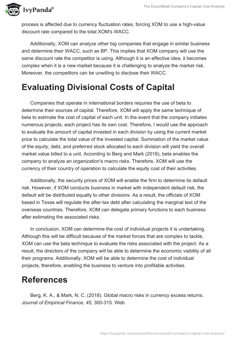 The ExxonMobil Company's Capital Cost Analysis. Page 2