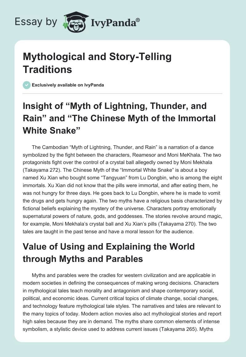 Mythological and Story-Telling Traditions. Page 1