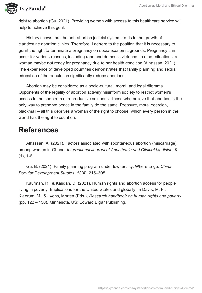 Abortion as Moral and Ethical Dilemma. Page 2