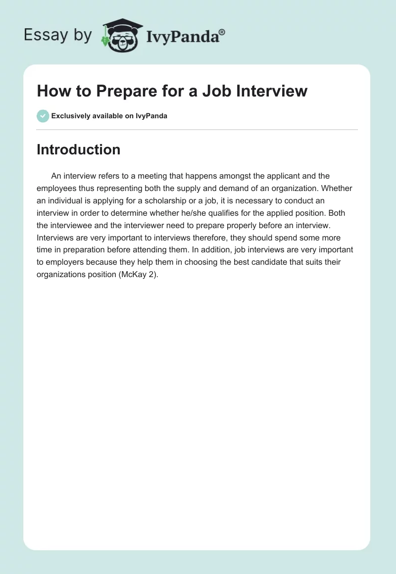 How to Prepare for a Job Interview. Page 1