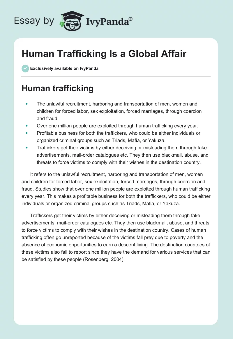 Human Trafficking Is a Global Affair. Page 1