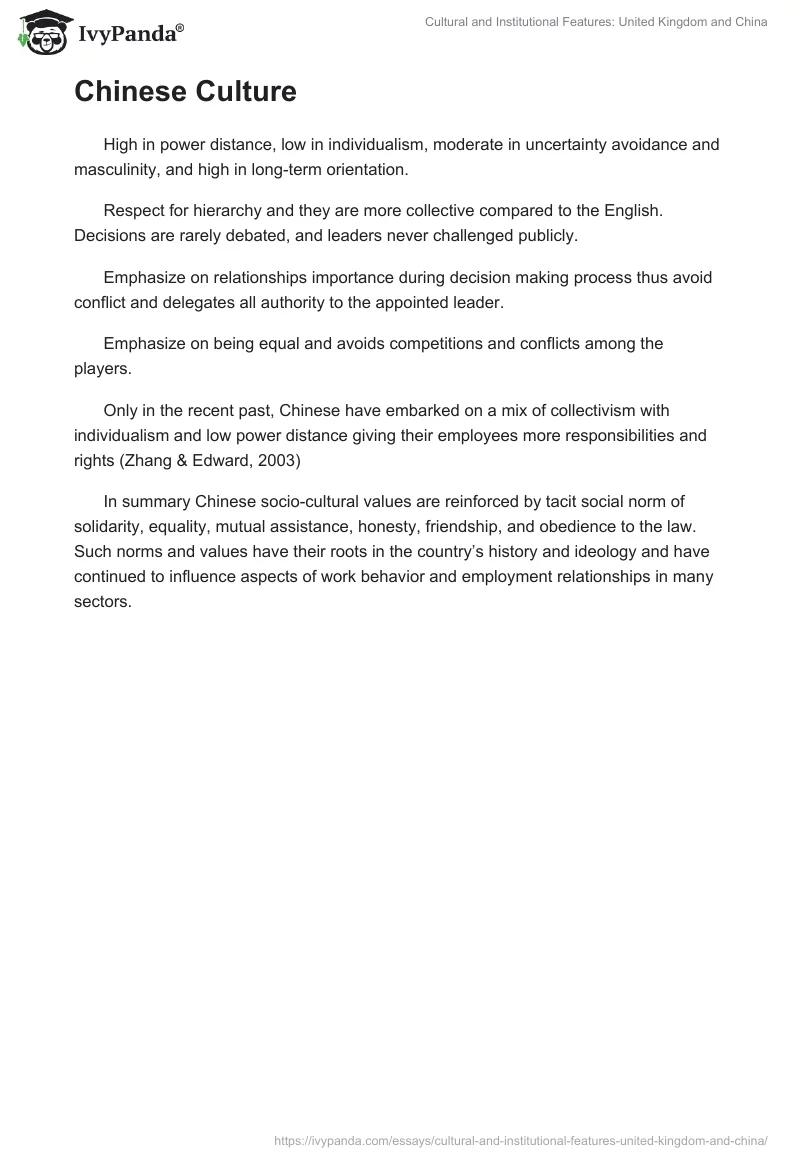 Cultural and Institutional Features: United Kingdom and China. Page 3