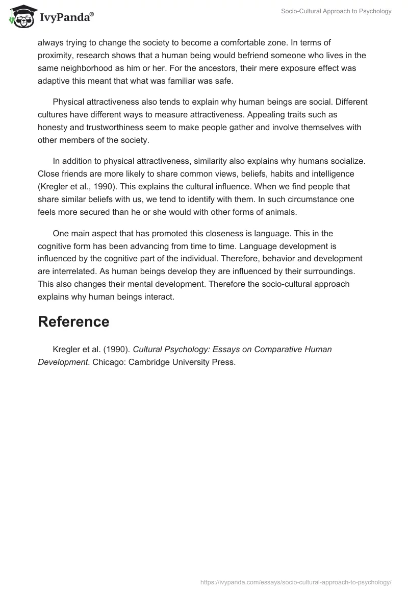 Socio-Cultural Approach to Psychology. Page 5