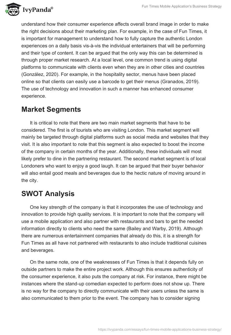 Fun Times Mobile Application's Business Strategy. Page 4