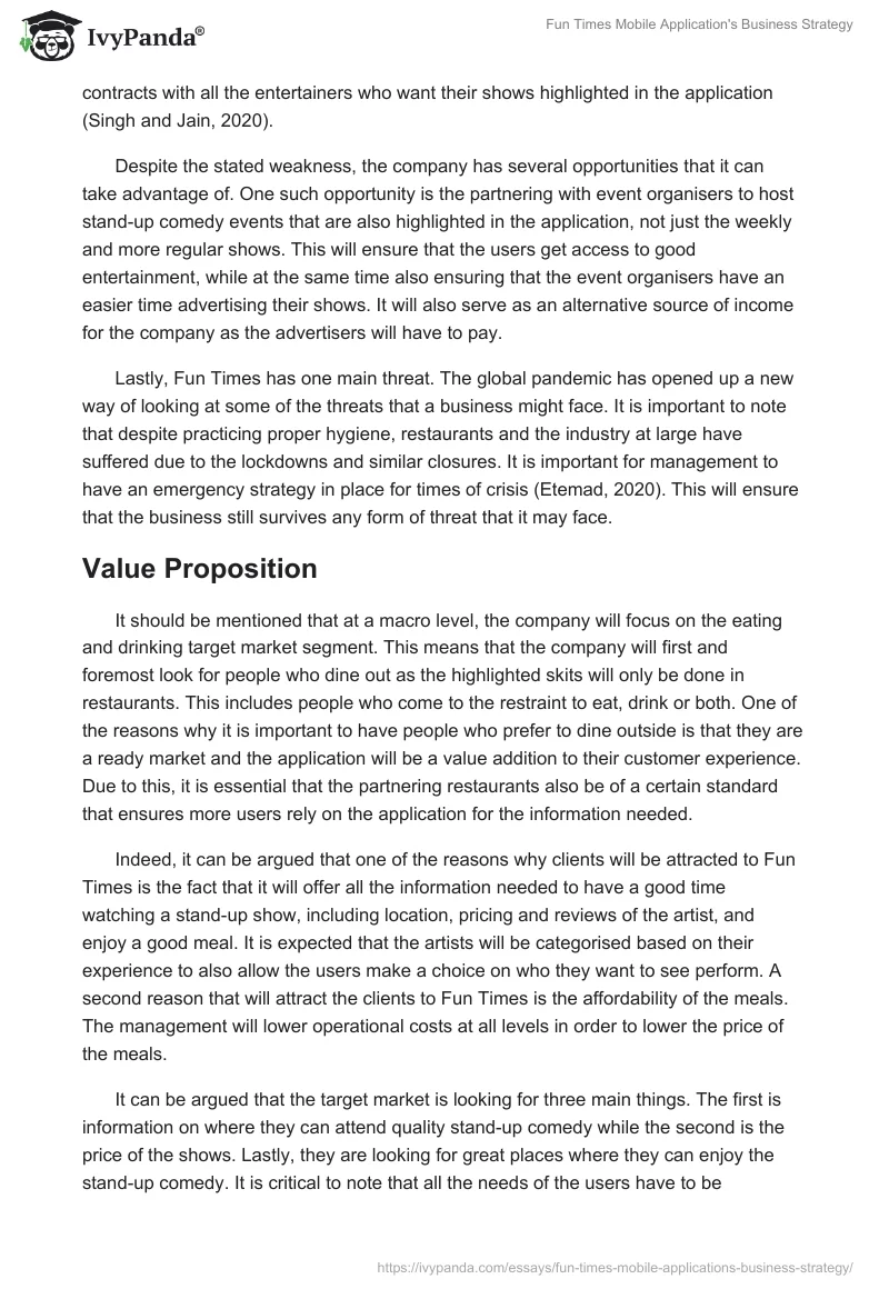 Fun Times Mobile Application's Business Strategy. Page 5