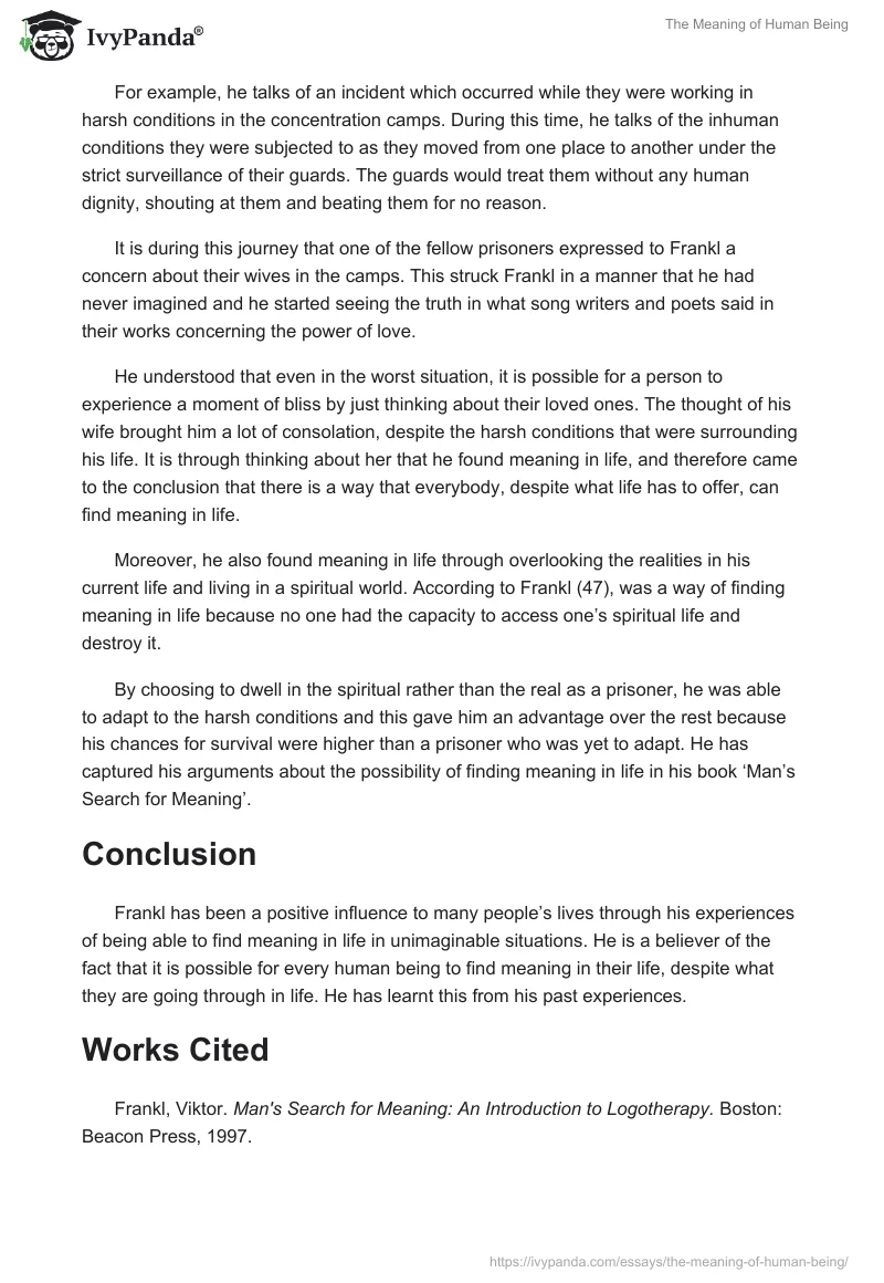 The Meaning of Human Being. Page 2