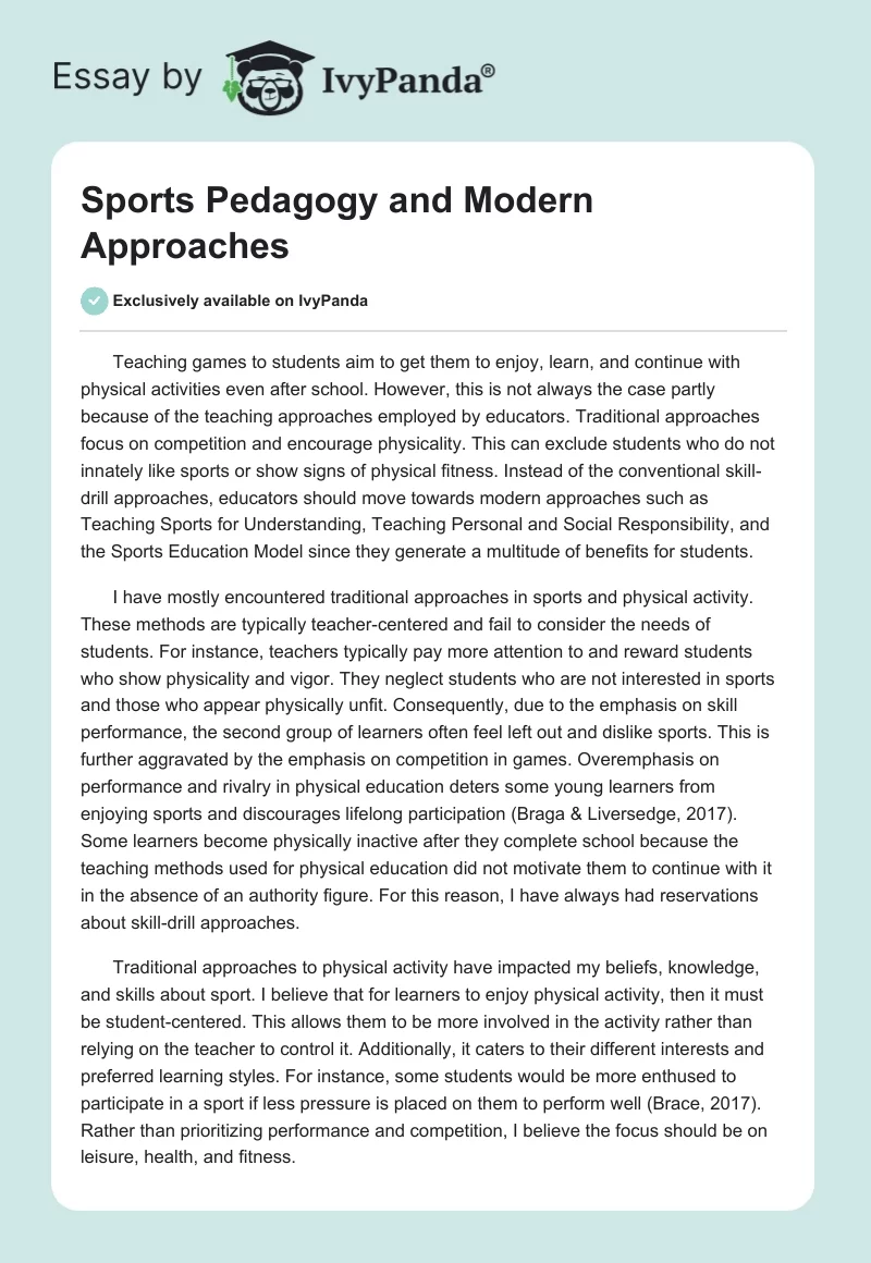 Sports Pedagogy and Modern Approaches. Page 1
