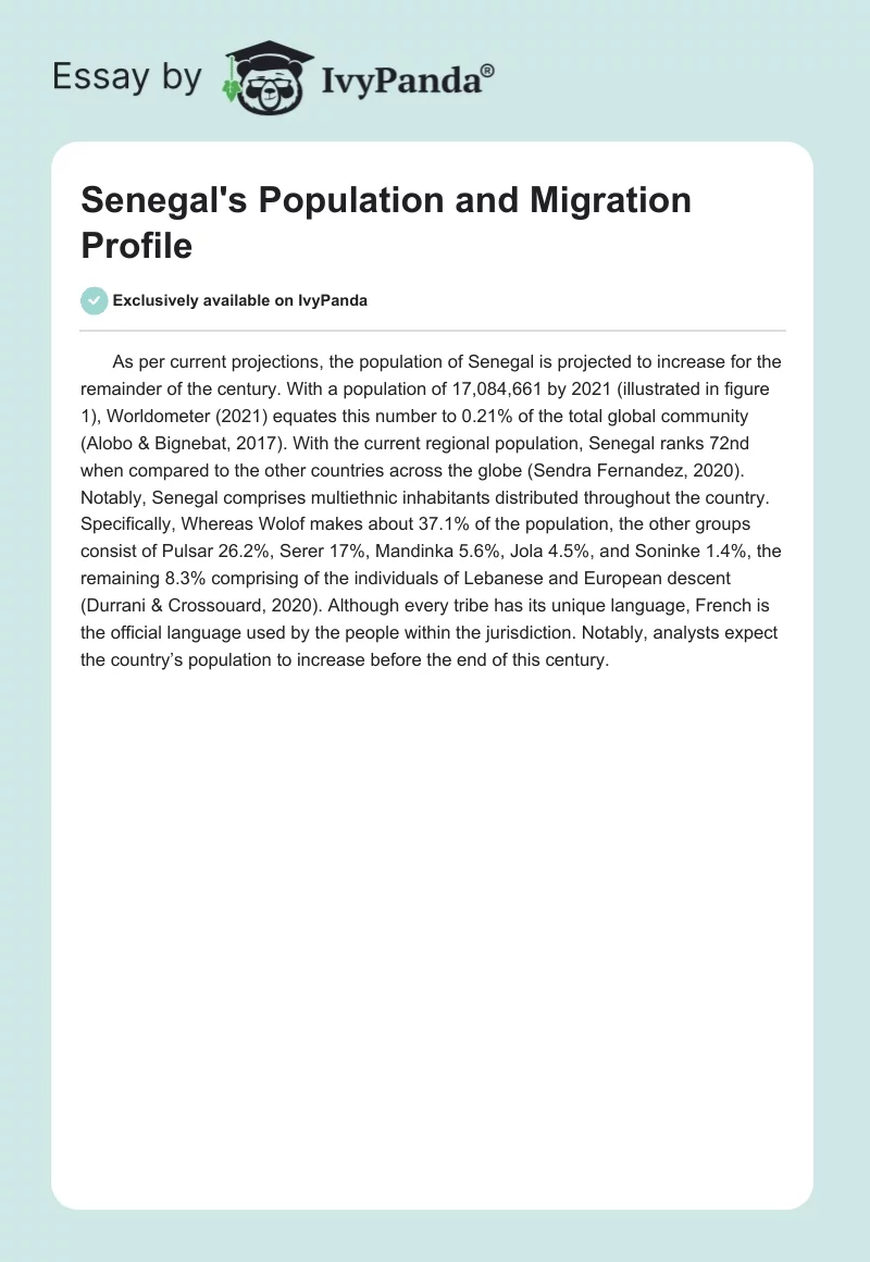 Senegal's Population and Migration Profile. Page 1