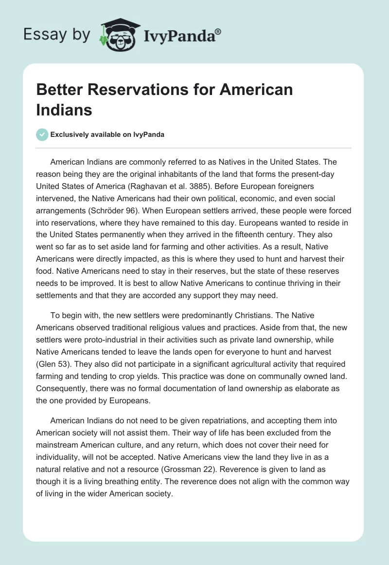 Better Reservations for American Indians. Page 1