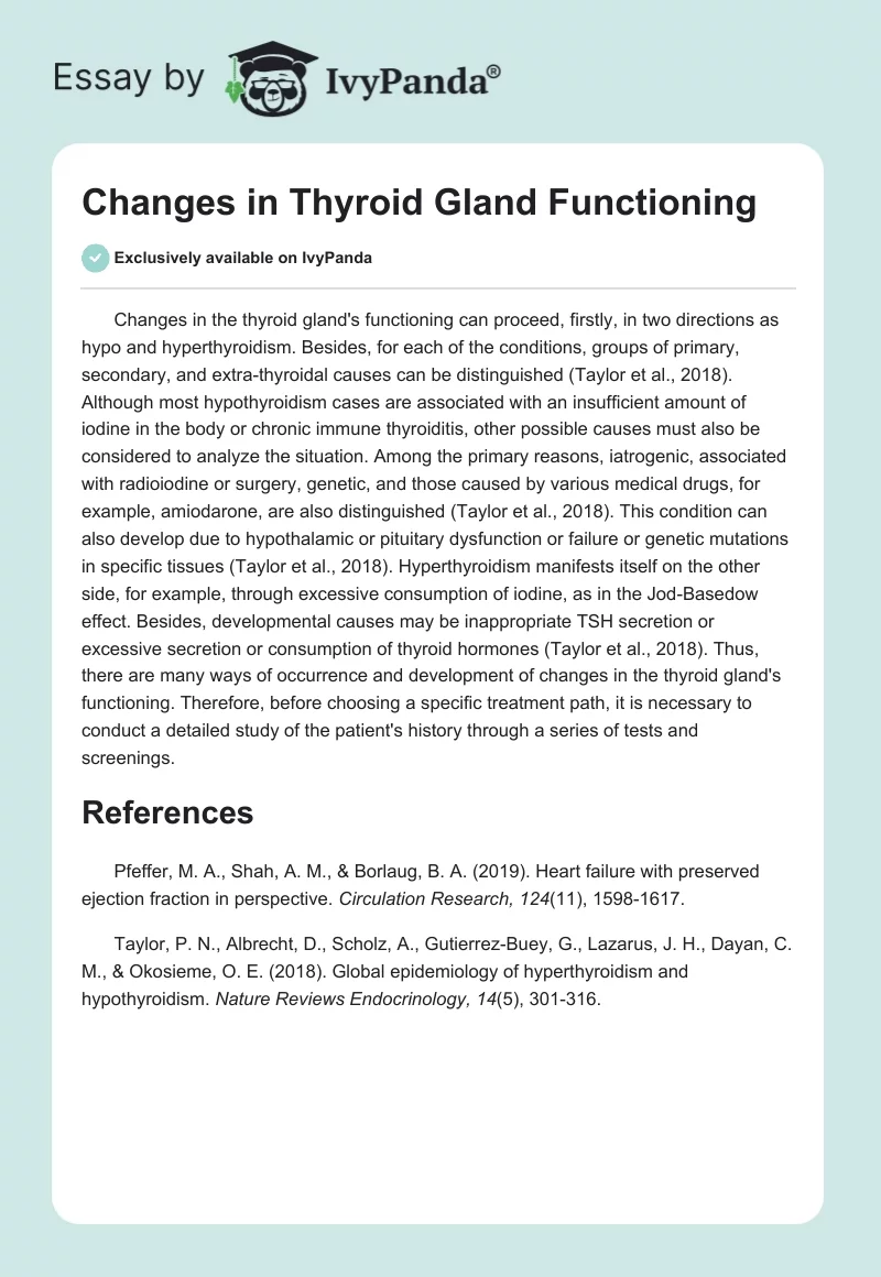 Changes in Thyroid Gland Functioning. Page 1