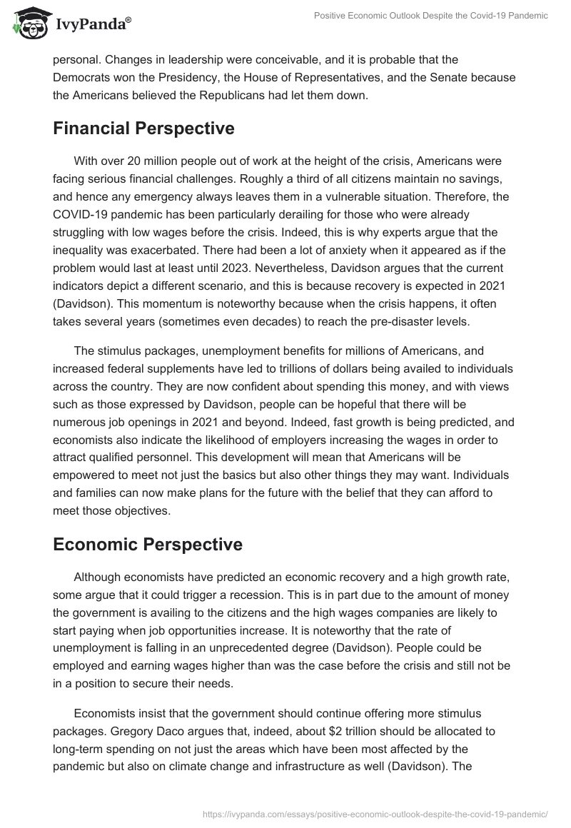 Positive Economic Outlook Despite the Covid-19 Pandemic. Page 4