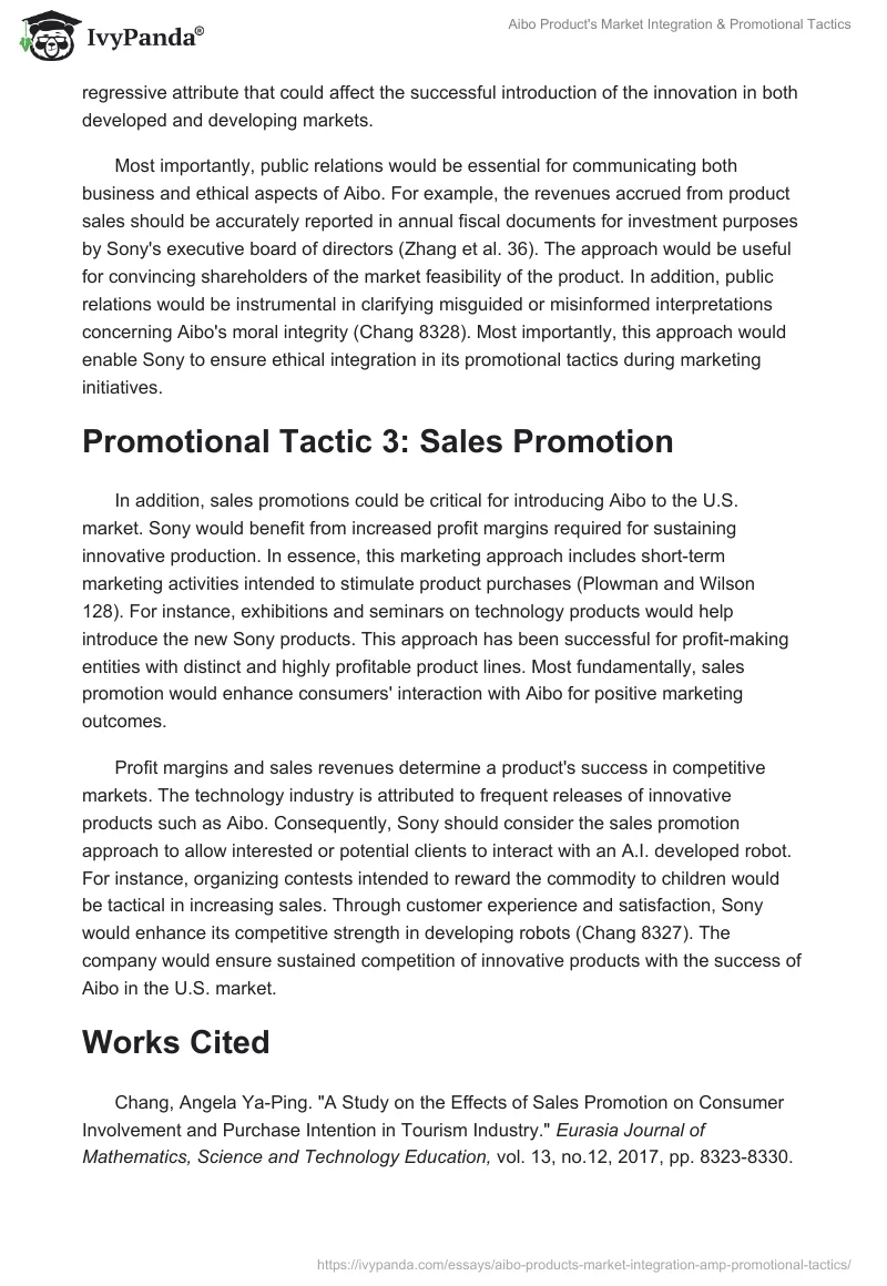 Aibo Product's Market Integration & Promotional Tactics. Page 2