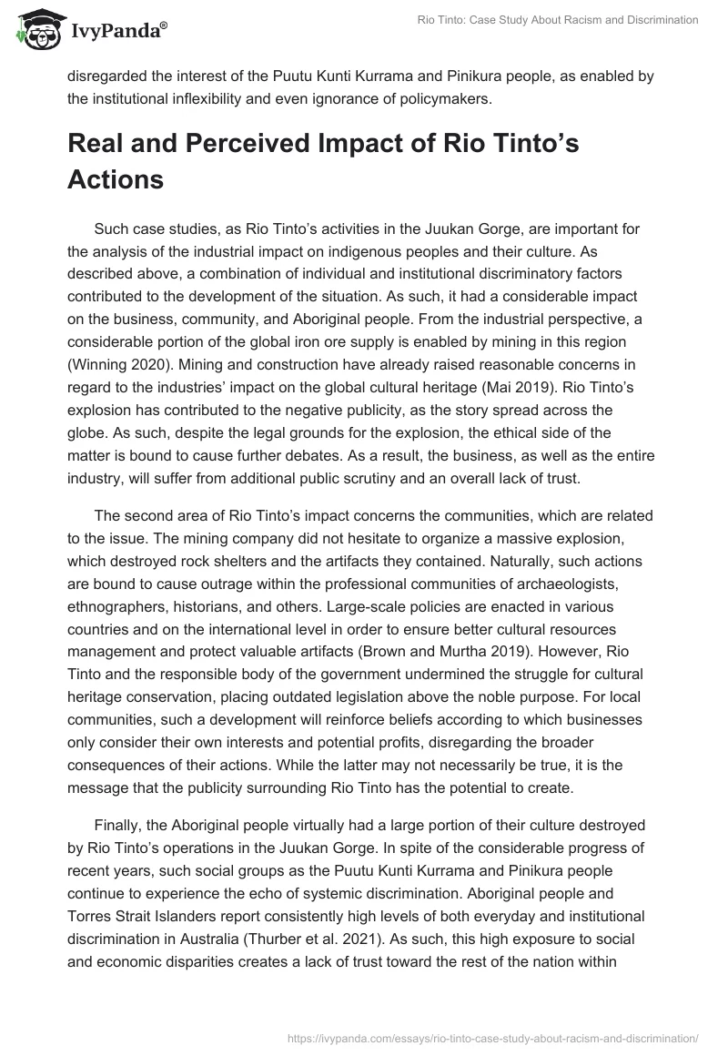 Rio Tinto: Case Study About Racism and Discrimination. Page 2